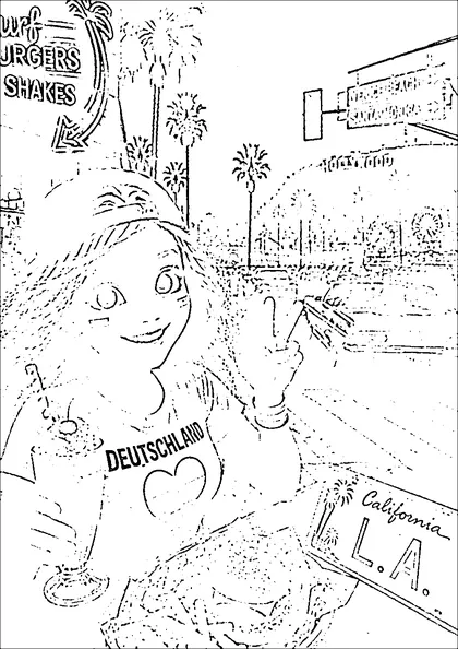 Ausmalbild: Bea in Los Angeles