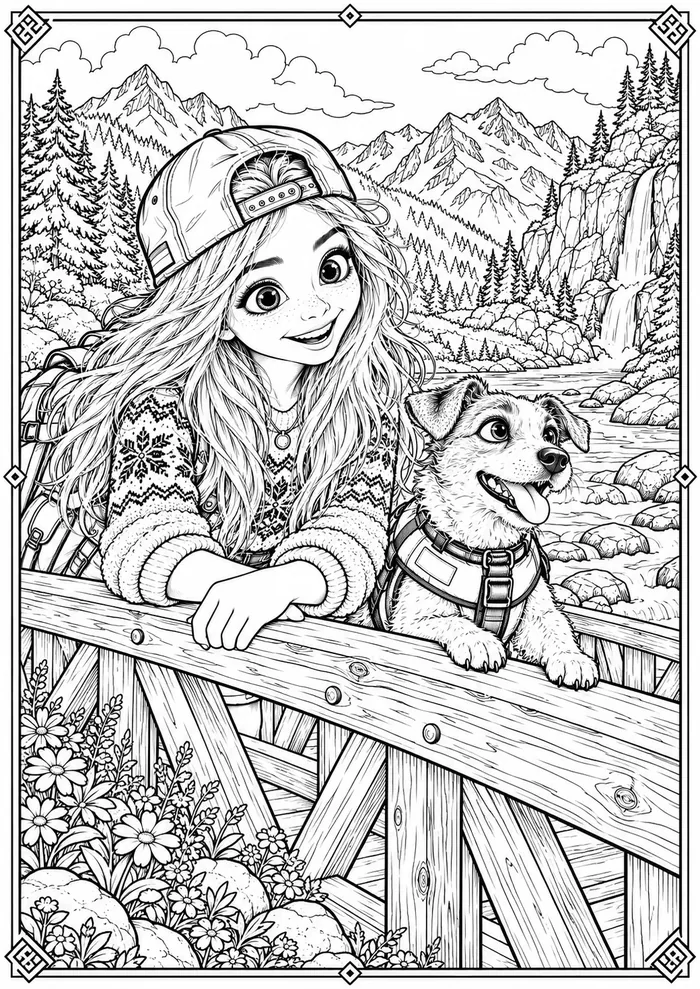 Vorschau: Ausmalbild mit Bea und Buddy