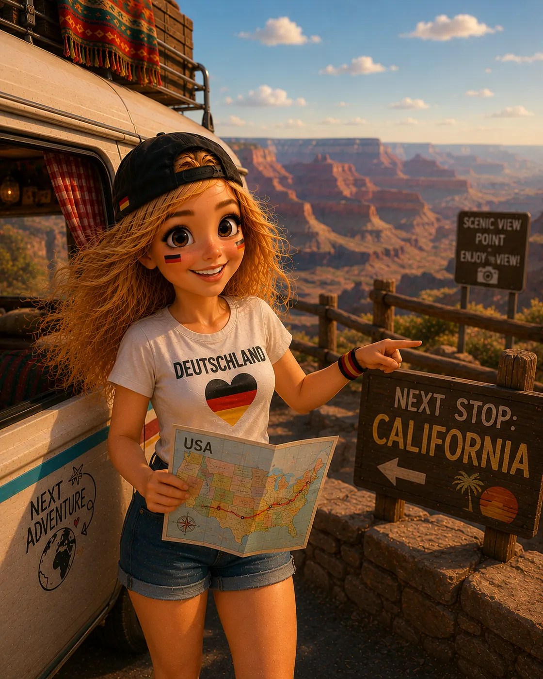 Bea vor einer Canyon-Landschaft in den USA