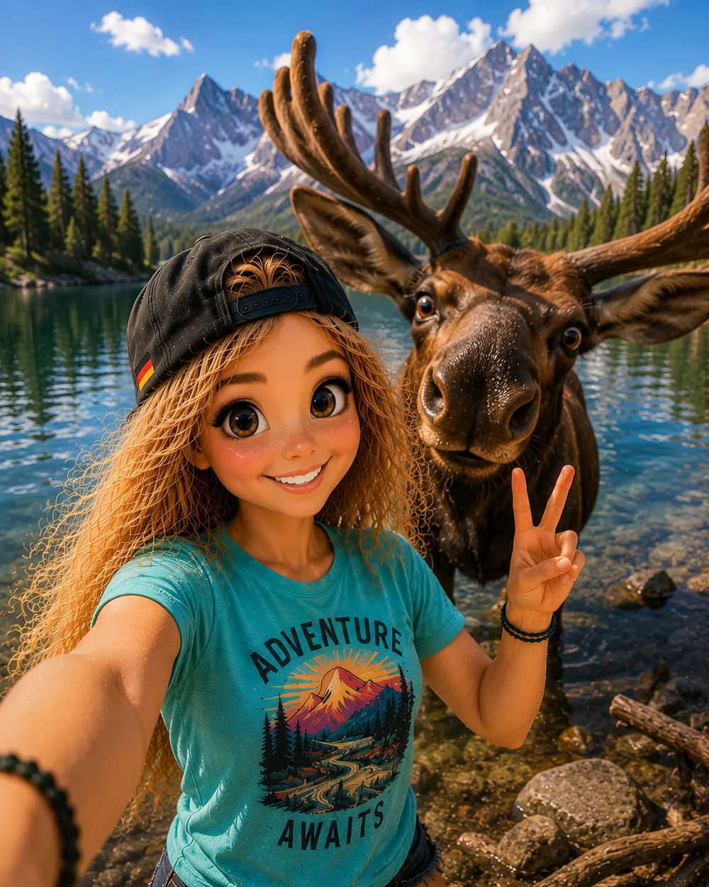 Bea trifft einen Elch am Bergsee