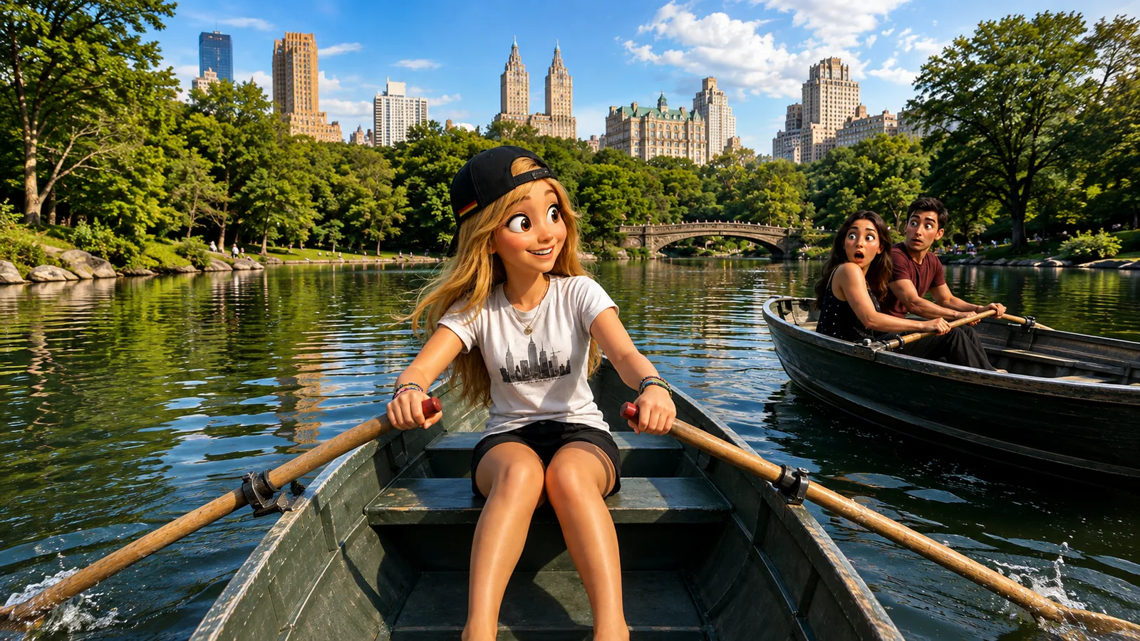 Bea im Ruderboot im Central Park