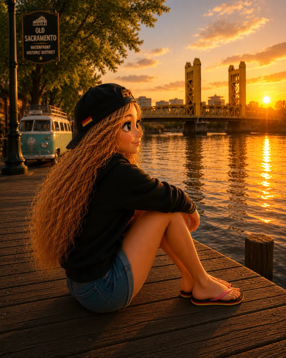 Sonnenuntergang am Fluss in Sacramento
